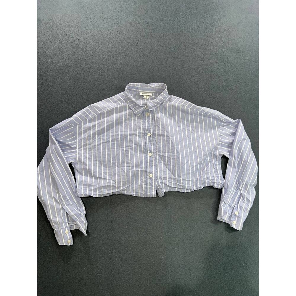Monkl Blouse in White Blue Crop Womens Crop Blouse Medium A009099 - Picture 3 of 9